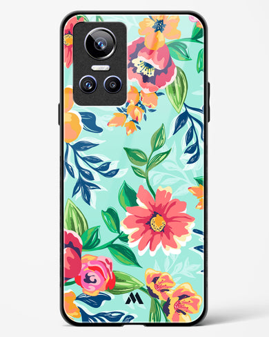 Flower Print on Canvas Glass Case Phone Cover-(Realme)