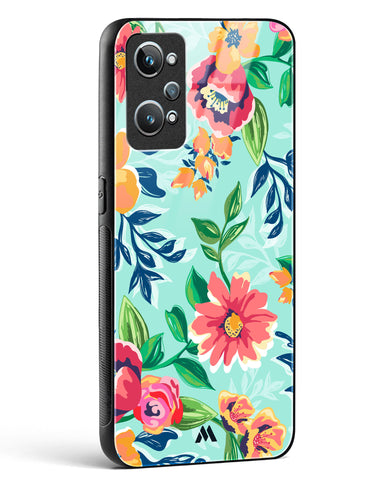 Flower Print on Canvas Glass Case Phone Cover (Realme)