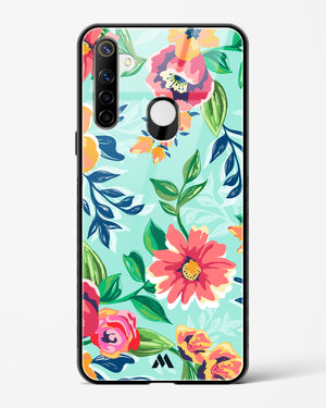 Flower Print on Canvas Glass Case Phone Cover (Realme)