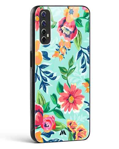 Flower Print on Canvas Glass Case Phone Cover (Realme)
