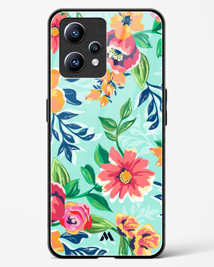Flower Print on Canvas Glass Case Phone Cover (Realme)