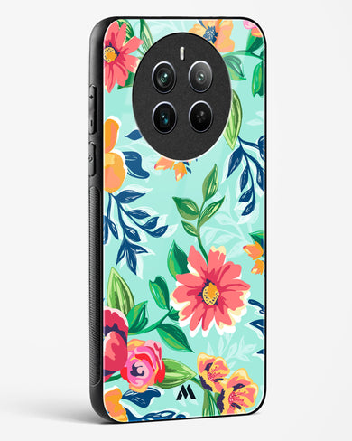 Flower Print on Canvas Glass Case Phone Cover (Realme)