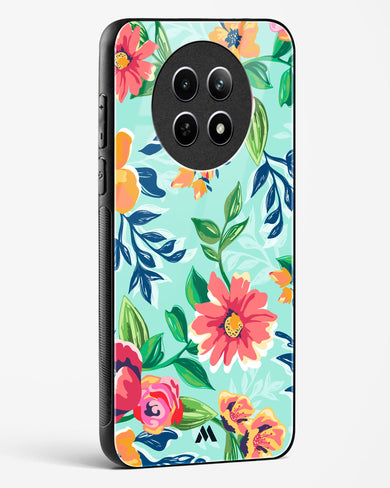 Flower Print on Canvas Glass Case Phone Cover (Realme)