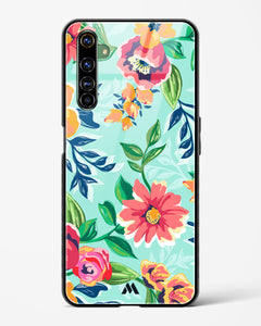 Flower Print on Canvas Glass Case Phone Cover (Realme)