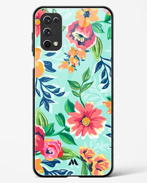 Flower Print on Canvas Glass Case Phone Cover (Realme)