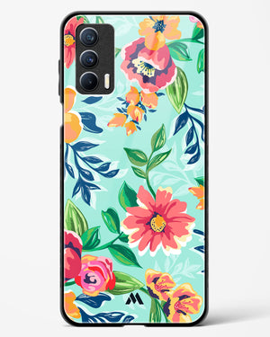 Flower Print on Canvas Glass Case Phone Cover-(Realme)