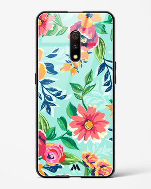Flower Print on Canvas Glass Case Phone Cover (Realme)