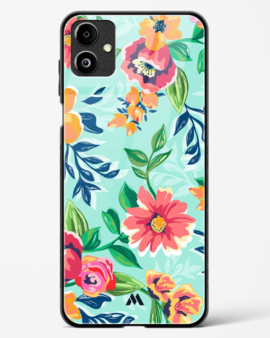 Flower Print on Canvas Glass Case Phone Cover (Samsung)