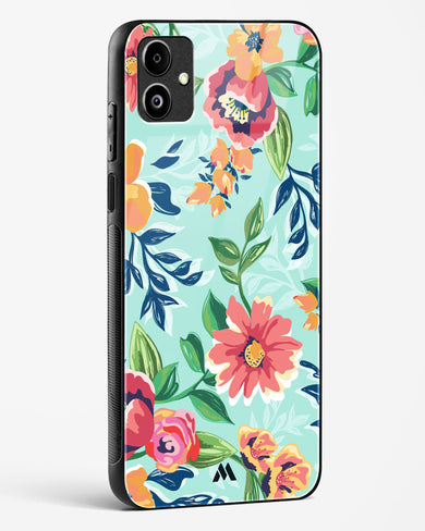 Flower Print on Canvas Glass Case Phone Cover (Samsung)