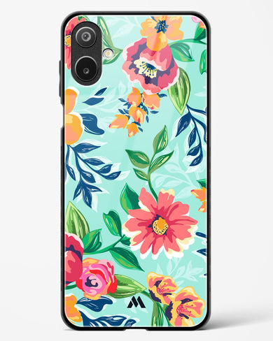 Flower Print on Canvas Glass Case Phone Cover (Samsung)