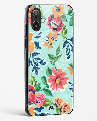 Flower Print on Canvas Glass Case Phone Cover (Samsung)