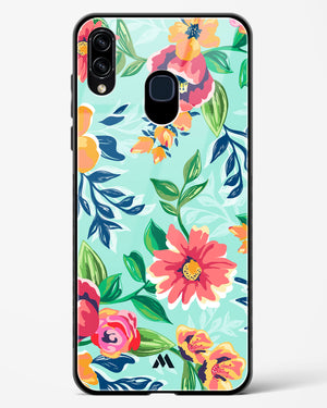 Flower Print on Canvas Glass Case Phone Cover-(Samsung)