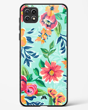 Flower Print on Canvas Glass Case Phone Cover-(Samsung)