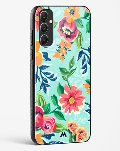 Flower Print on Canvas Glass Case Phone Cover (Samsung)