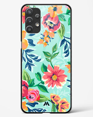 Flower Print on Canvas Glass Case Phone Cover-(Samsung)