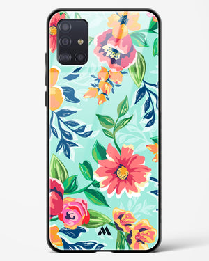 Flower Print on Canvas Glass Case Phone Cover-(Samsung)