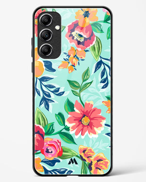 Flower Print on Canvas Glass Case Phone Cover-(Samsung)