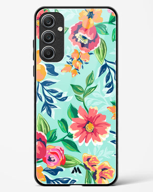 Flower Print on Canvas Glass Case Phone Cover (Samsung)