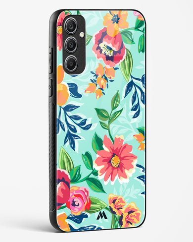 Flower Print on Canvas Glass Case Phone Cover (Samsung)