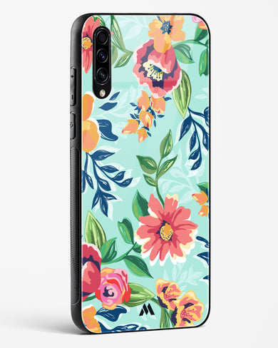 Flower Print on Canvas Glass Case Phone Cover (Samsung)