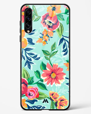 Flower Print on Canvas Glass Case Phone Cover-(Samsung)