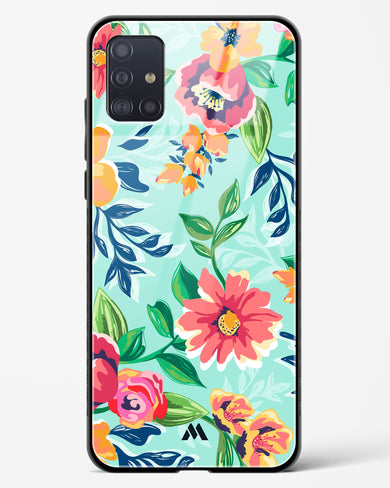 Flower Print on Canvas Glass Case Phone Cover (Samsung)