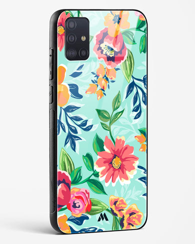 Flower Print on Canvas Glass Case Phone Cover (Samsung)
