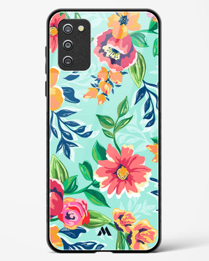 Flower Print on Canvas Glass Case Phone Cover-(Samsung)