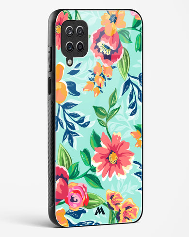 Flower Print on Canvas Glass Case Phone Cover-(Samsung)