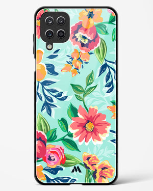 Flower Print on Canvas Glass Case Phone Cover-(Samsung)