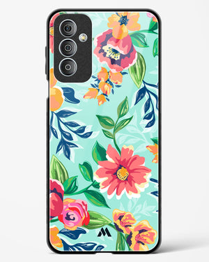 Flower Print on Canvas Glass Case Phone Cover (Samsung)