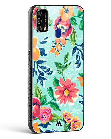 Flower Print on Canvas Glass Case Phone Cover (Samsung)