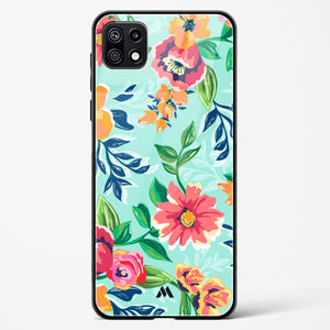 Flower Print on Canvas Glass Case Phone Cover (Samsung)