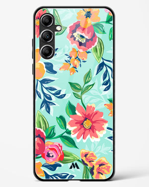 Flower Print on Canvas Glass Case Phone Cover-(Samsung)