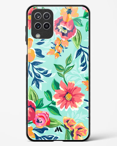 Flower Print on Canvas Glass Case Phone Cover (Samsung)