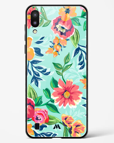 Flower Print on Canvas Glass Case Phone Cover (Samsung)