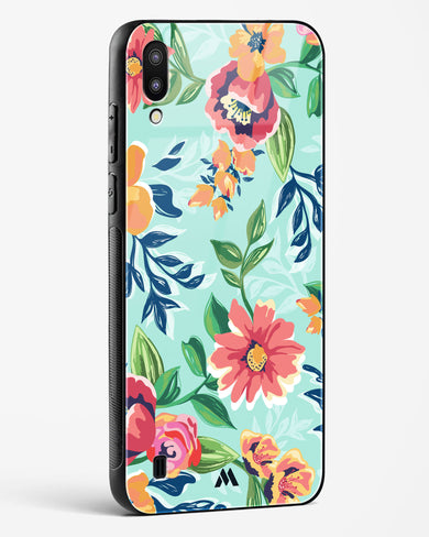 Flower Print on Canvas Glass Case Phone Cover (Samsung)