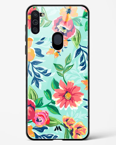 Flower Print on Canvas Glass Case Phone Cover (Samsung)