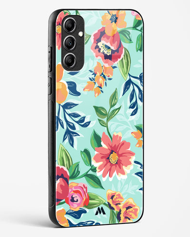 Flower Print on Canvas Glass Case Phone Cover (Samsung)