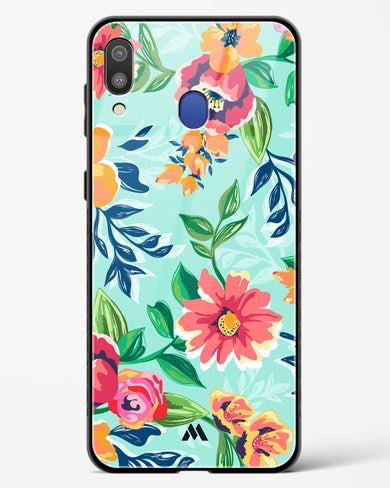 Flower Print on Canvas Glass Case Phone Cover (Samsung)
