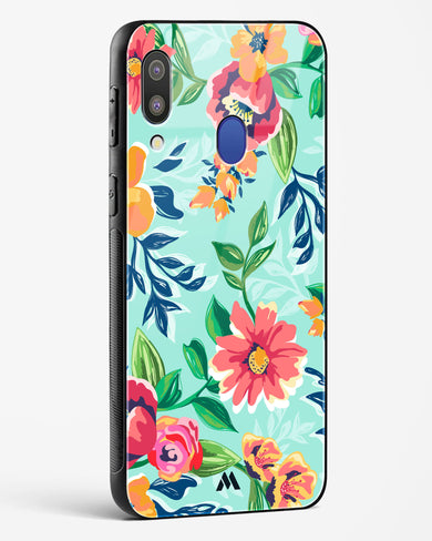 Flower Print on Canvas Glass Case Phone Cover (Samsung)