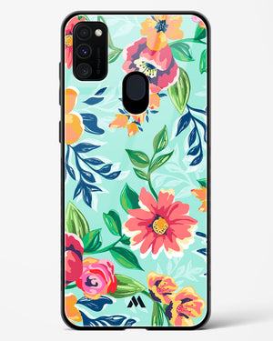 Flower Print on Canvas Glass Case Phone Cover (Samsung)