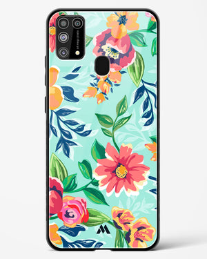 Flower Print on Canvas Glass Case Phone Cover-(Samsung)