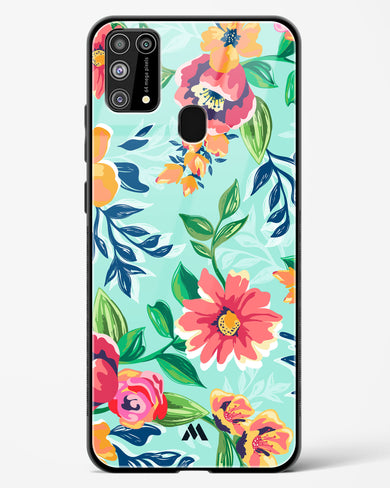 Flower Print on Canvas Glass Case Phone Cover (Samsung)