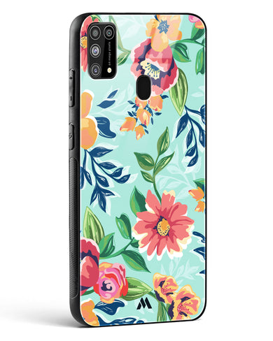 Flower Print on Canvas Glass Case Phone Cover (Samsung)