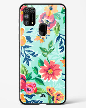 Flower Print on Canvas Glass Case Phone Cover-(Samsung)