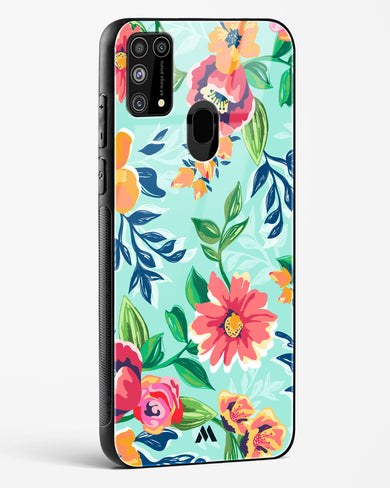 Flower Print on Canvas Glass Case Phone Cover-(Samsung)