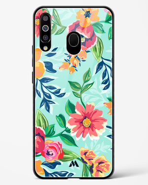 Flower Print on Canvas Glass Case Phone Cover-(Samsung)