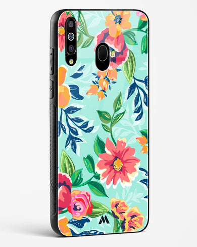 Flower Print on Canvas Glass Case Phone Cover-(Samsung)