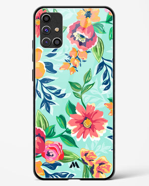 Flower Print on Canvas Glass Case Phone Cover-(Samsung)